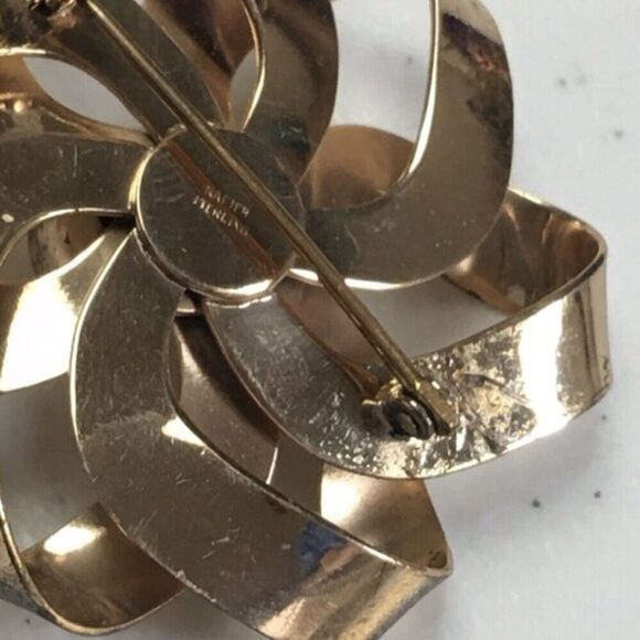 Estate Vintage Napier Gold Plated Sterling Silver Bow Brooch Signed 22g 925 - Picture 6 of 8